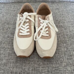 J Crew White and Tan Sneakers